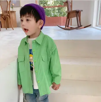 

2019 new wholesale boys girls corduroy shirt autumn full sleeve fashion kids top 2-7 years HX479