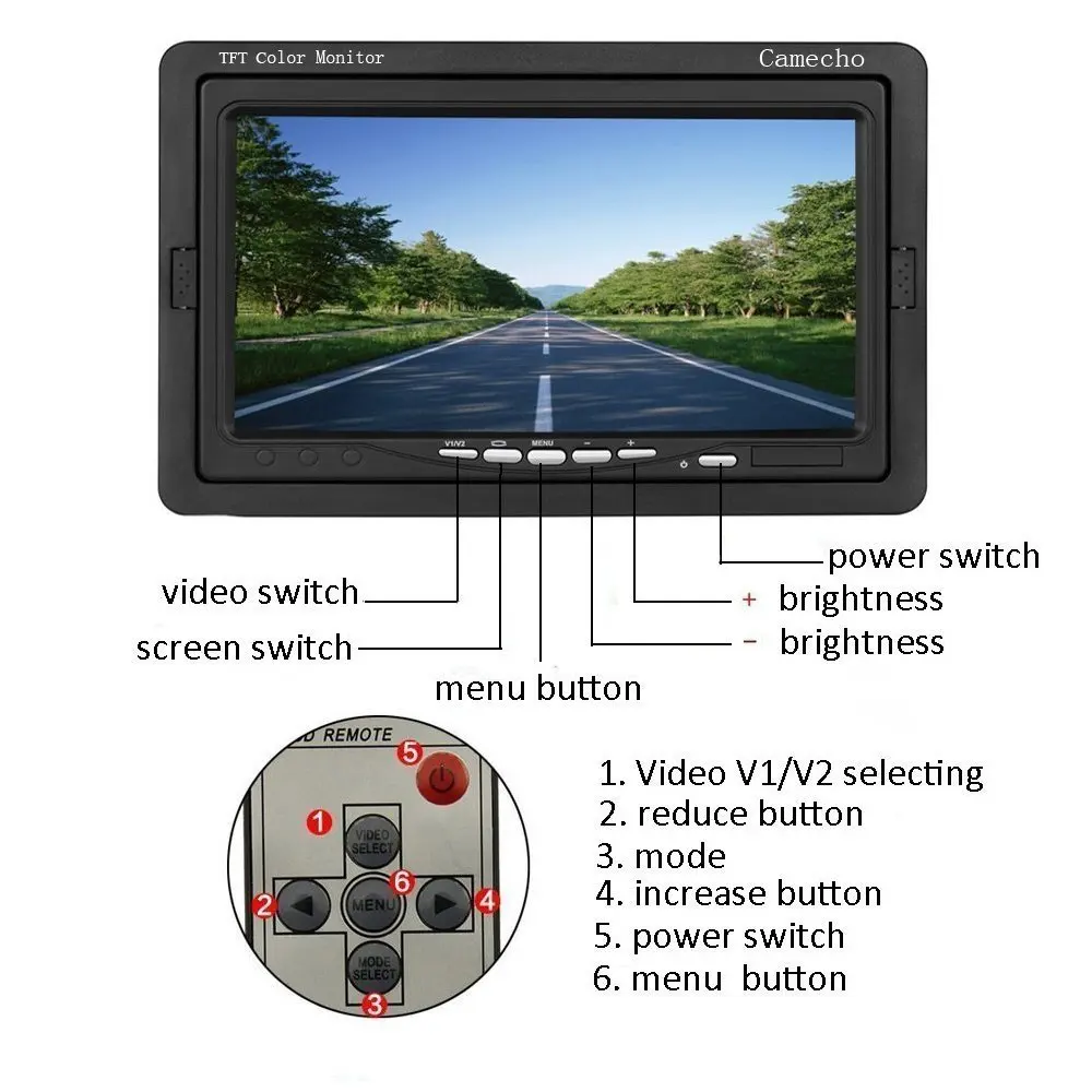 Camecho 7 ''HD TFT ЖК-экран Беспроводная Автомобильная камера заднего вида монитор подголовник Автомобильный монитор для грузовика ВАН КАРАВАН трейлеры Кемперы