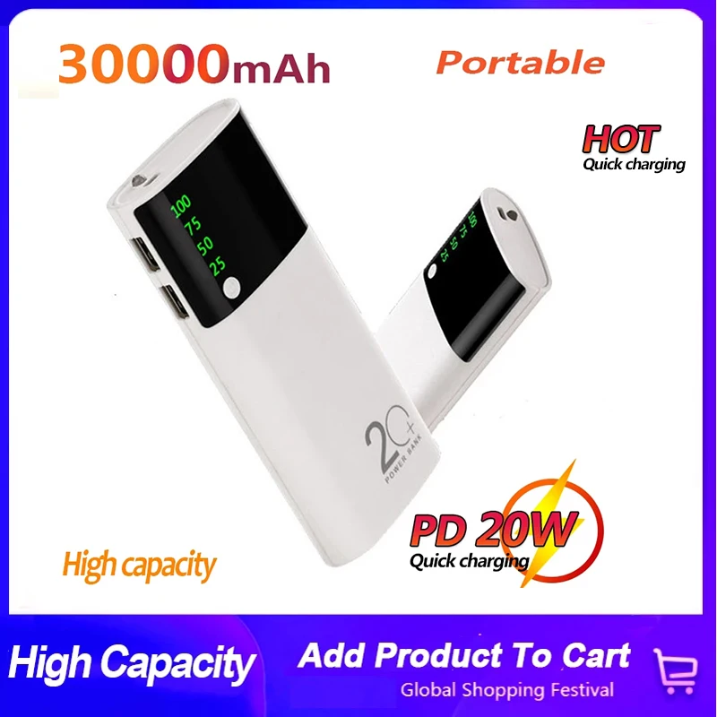 80000MAh High Capacity Power Bank Mobile with 4USB Outdoor Travel Portable Fast Charging Poverbank for Xiaomi11 Samsung IPhone13 bank power