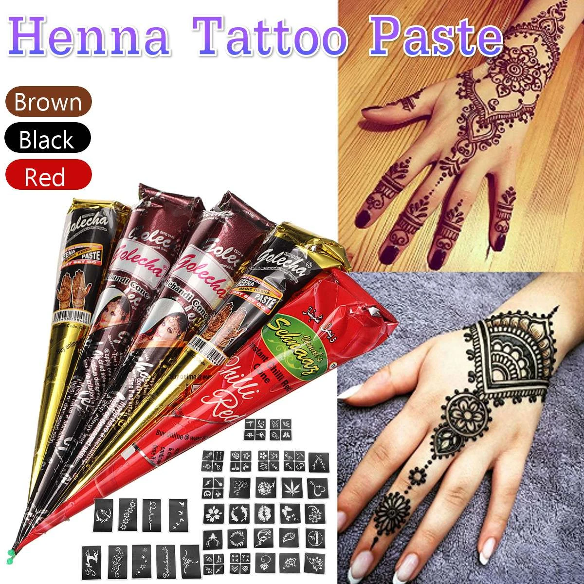 5pcs Set Natural Mehndi Henna Cones Indian Henna Tattoo Paste For Temporary Tattoo Sticker Mehndi Makeup Body Paint Aliexpress