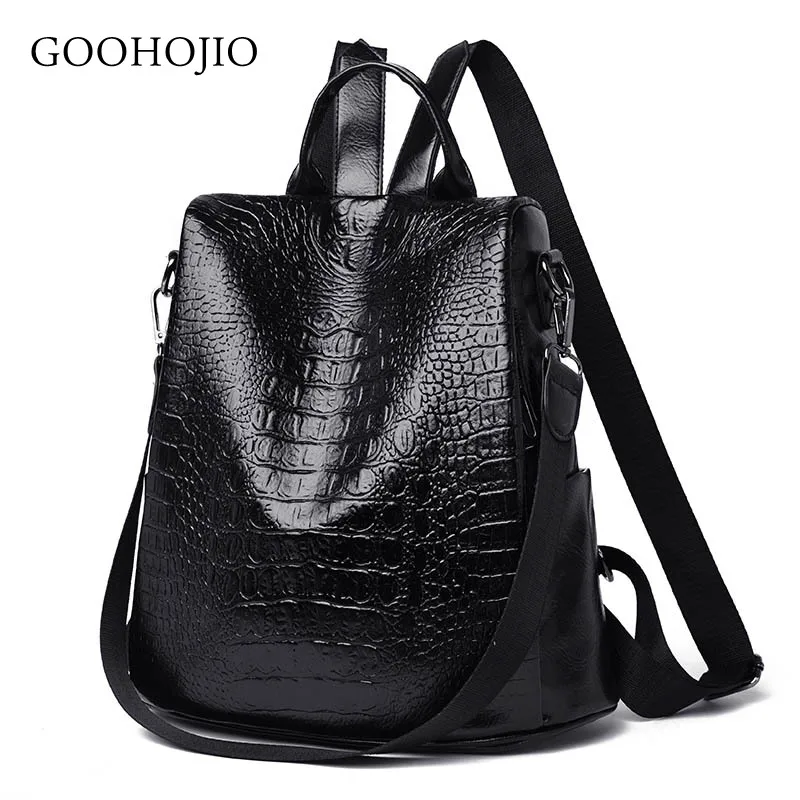 

GOOHOJIO 2019 Fashion Women Crocodile Lady Backpacks Female New Fashion High Quality Large Capacity Casual Wild Travel Backpacks