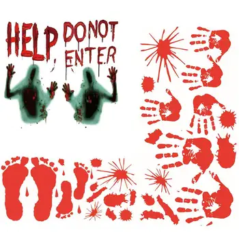 

3 Sheet Halloween Wall Decor Party Wall Stickers Creepy Window Sticker