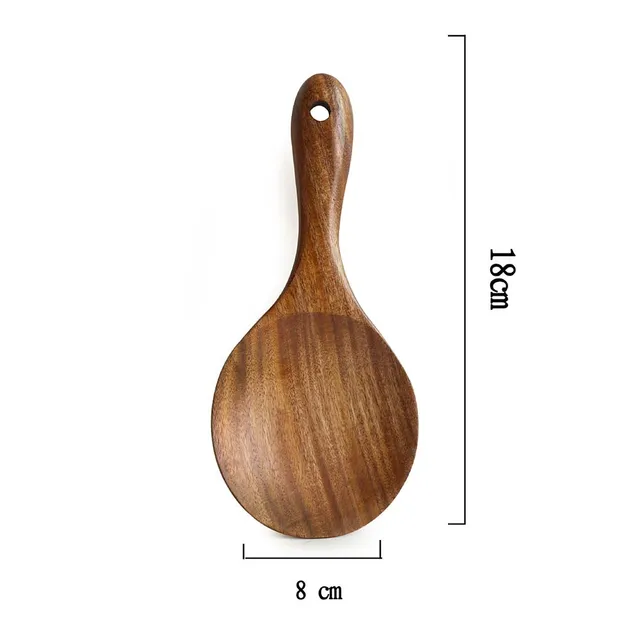 Wooden Kitchen Spoon Teak Wood Rice Spoon Rice Paddle Wood Tablespoon Big Potato Serving Spoon Wooden Kitchen Utensils Tableware brown