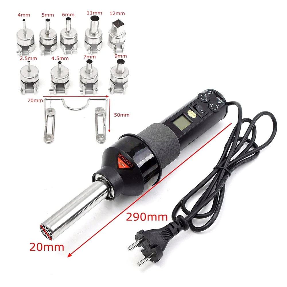 

GJ-8018 220V 450W UK/EU Plug LCD Portable Electronic Hot Air Blower Desoldering Soldering Station Heat Gun with 9 Nozzles