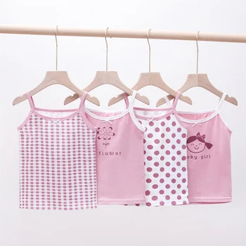 4Pcs Summer Tank Tops For Girls Cartoon Underwear Young Teens In Lingerie Cotton Sport Top Children Undershirts Sleeveless Vest 1