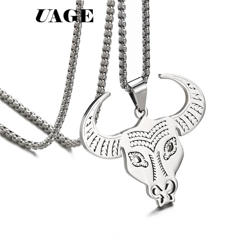 Женский винтажный Кулон-чокер UAGE кулон в стиле панк с головой буйвола и черепом |