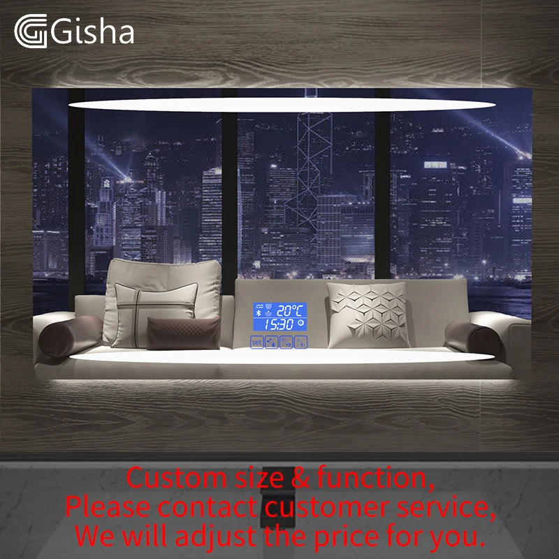 Gisha, умное зеркало, светодиодный, зеркало для ванной комнаты, настенное, зеркало для ванной комнаты, туалетное, противотуманное зеркало с Bluetooth, сенсорный экран G8035 - Цвет: G8035 Custom Made