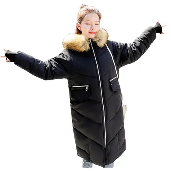 

Hooded Fur Collar Winter Down Coat Jacket Thick Warm Slim Women Casaco Feminino Abrigos Mujer Invierno 2018 Wadded Parkas 95
