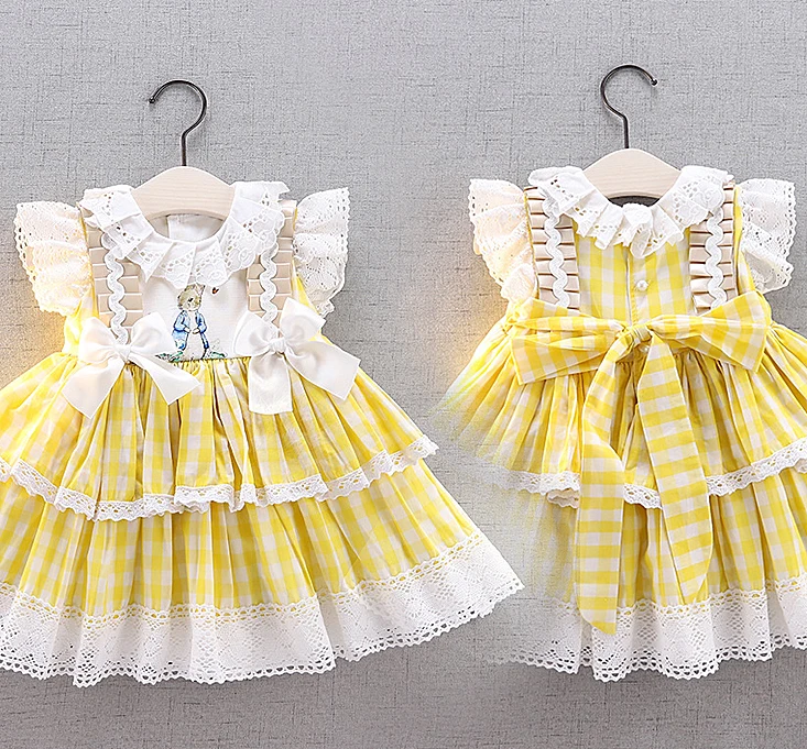 

5240 Ruffles Plaid Toddler Tutu Princess Baby Girl Dress New Summer Party Wedding Kid Dress For Girl Wholesale Children Clothes