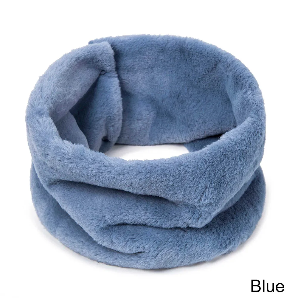 TRUENJOY Women's Winter Thick Warm Neck Scarf men New Soft Ring Scarf Scarves Unisex button Solid Color - Цвет: D