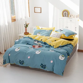 

Classic Blue Bedding Set Luxury Bed Sheet Quilt Cover Pillowcase Family Set Cartoon Pattern Queen King Super King Size Bed Set