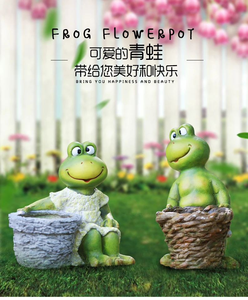 Mr Frog, держащая корзину цветочных горшков, статуя, открытый сад, Декоративная скульптура животного для домашнего стола, садовый декор, украшение