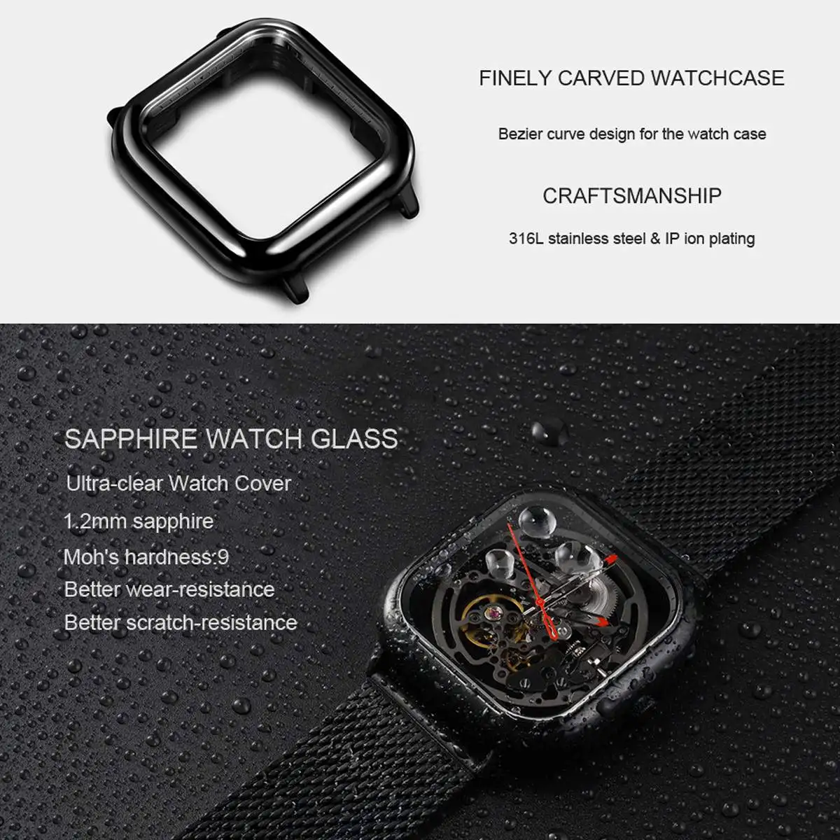 Ciga Design Top Design Ciga Watch Automatic Hollowing Mechanical Watch Fashion Square Mechanical-4