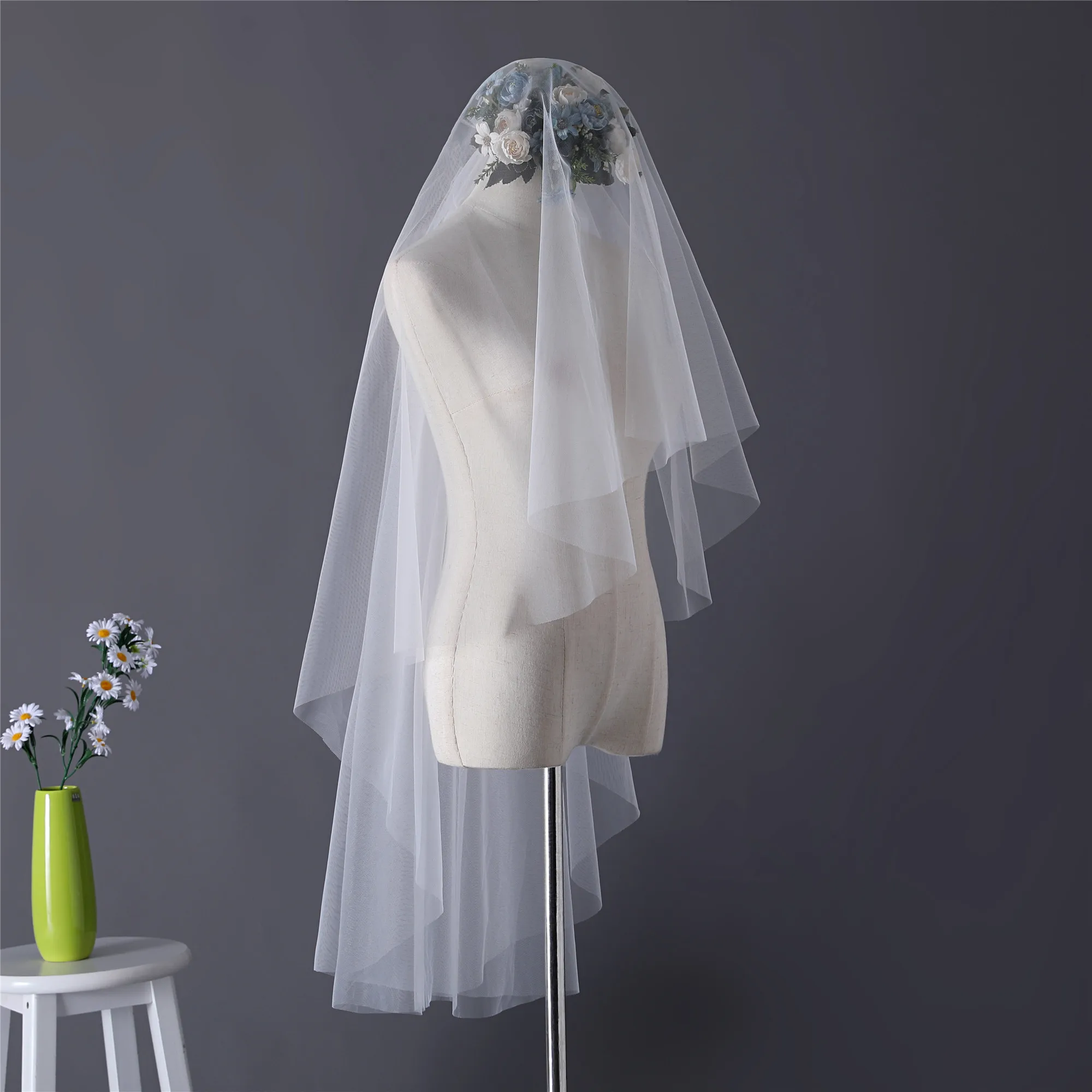Erosebridal Fingertip Bride Veil Bridal Veil Wedding Ivory Long Veil Custom Length