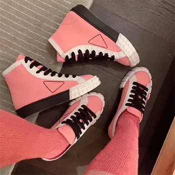 

2020 Spring Casual Shoes Woman Resort high Top Sneakers For Ladies Shoes Platform Chaussures Femme Lace Up Tenis Feminino Flats