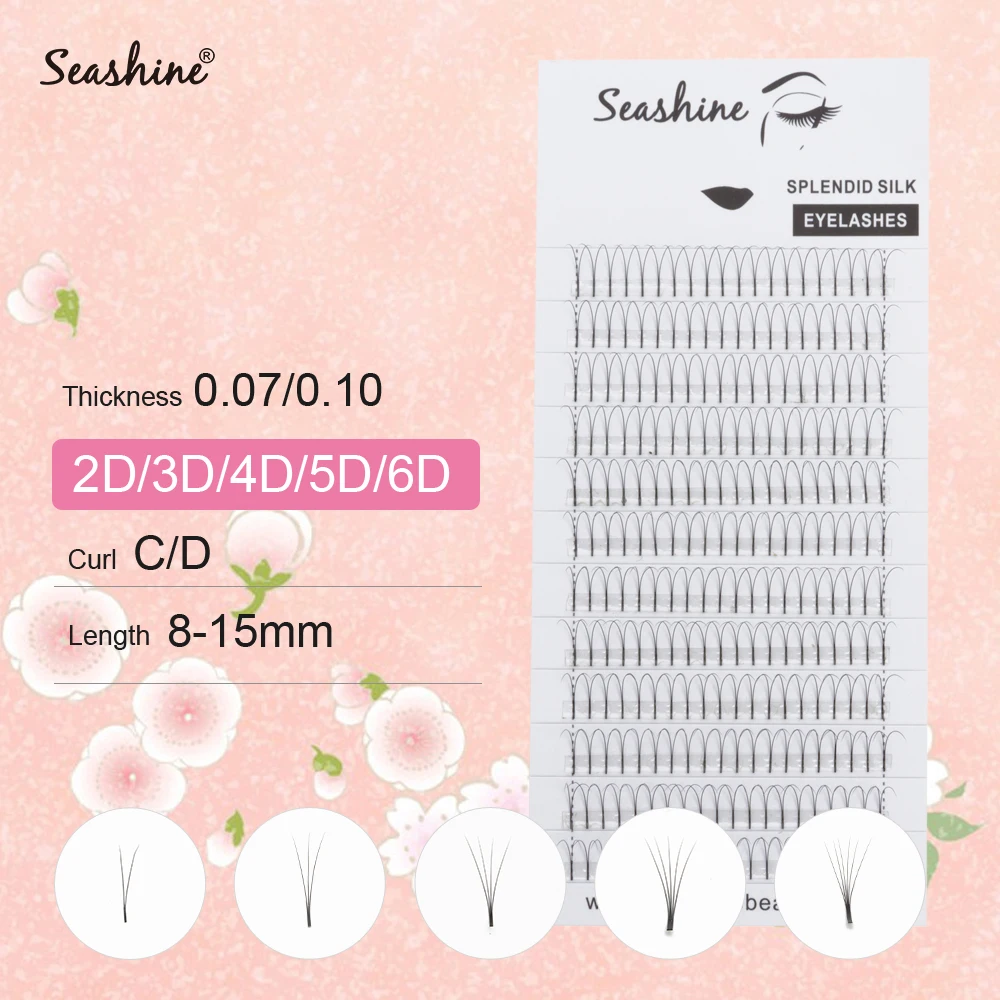 Seashine 1 поднос Удлиненные ресницы 0 15 мм Толщина 8-16 Длина предварительно сделанные