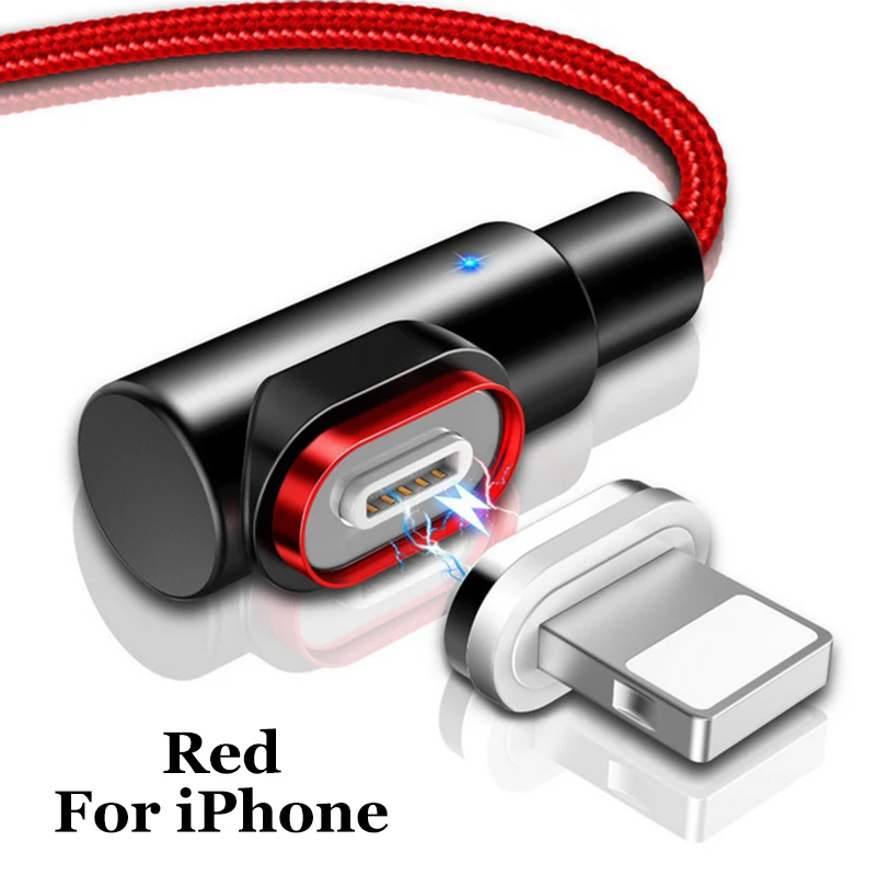 Тегеран 3.3.0 A Быстрый Магнитный кабель для iphone samsung, кабель для быстрой зарядки и передачи данных, Магнитный зарядное устройство Usb type C, кабель для мобильного телефона - Цвет: Red For iphone