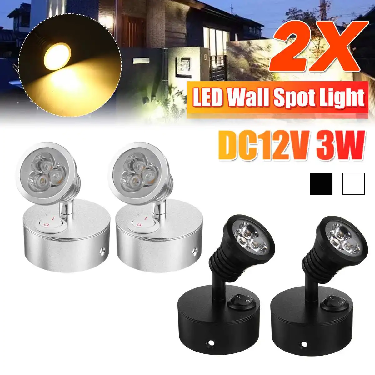 

Modern 12V 3W 2x House LED Indoor Lighting Spot Light Wall Lamp Home Lighting Decoration Sconce Aluminum Lamp For Bedroom