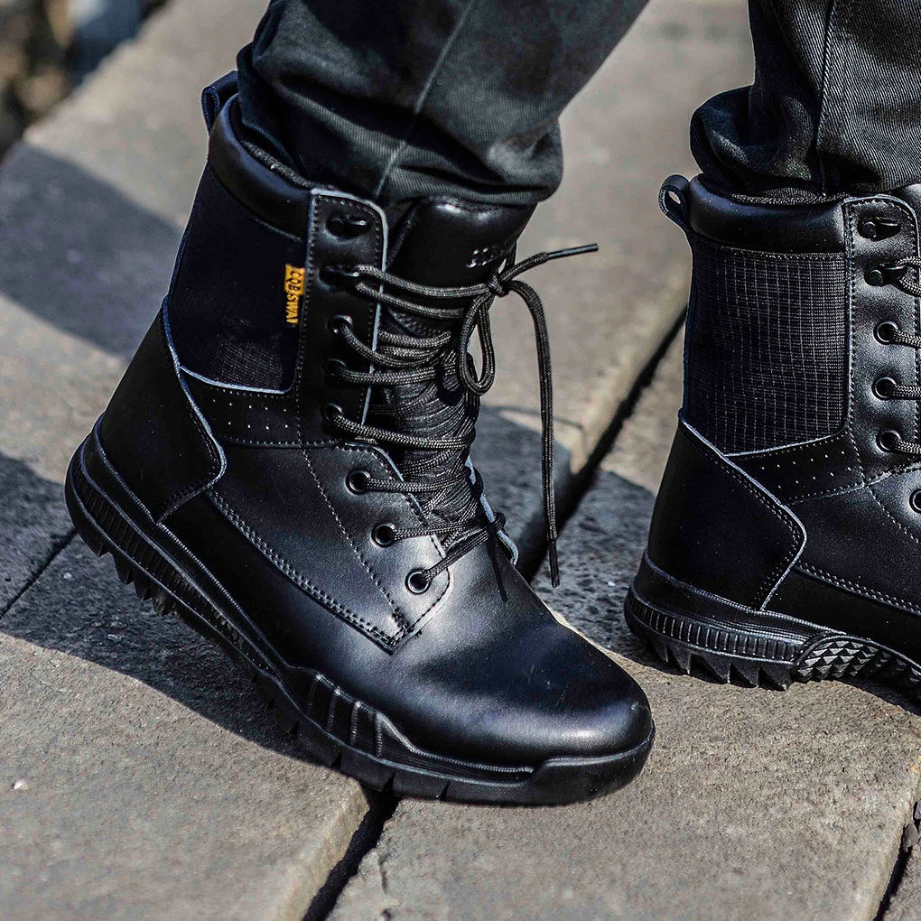 botas militares ligeras hombre, botines tácticos combate, color negro, con cordones|Botas básicas| - AliExpress