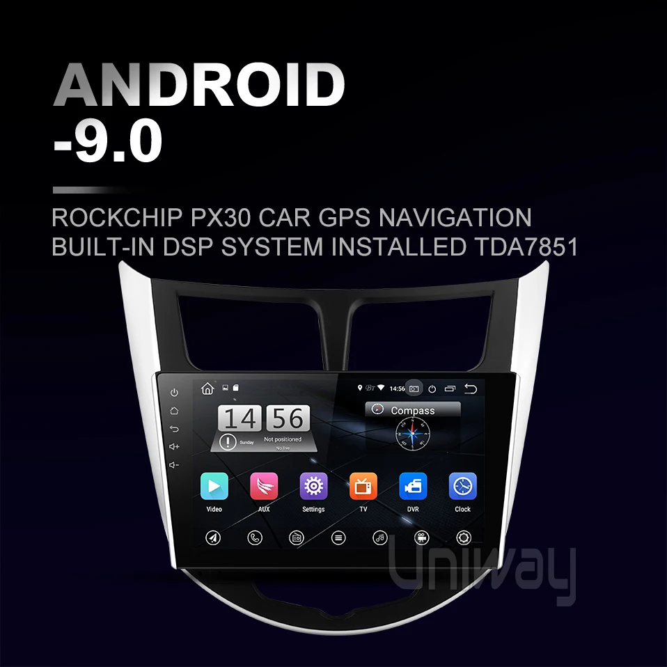 Uniway PX30 DSP 2 din android 9,0 автомобильный dvd для hyundai solaris accent verna 2011 2013 автомобильный Радио gps Навигация стерео
