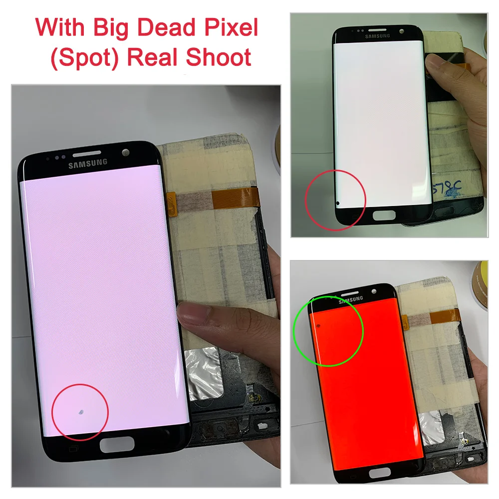 Tested Display 5.5'' AMOLED Display for SAMSUNG s7 edge Pantalla G935 G935F LCD with Frame Touch Screen Assembly