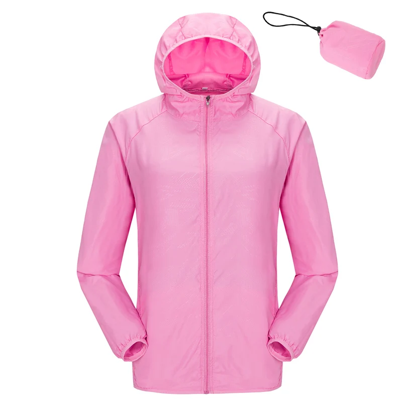 pink Легкая куртка с защитой от ультрафиолета для женщин и мужчин, водонепроницаемая Солнцезащитная куртка, быстросохнущая спортивная куртка для пеших прогулок - Цвет: pink