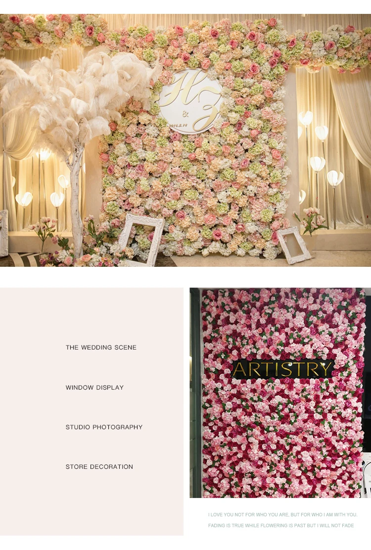 JAROWN Artificial Flower Wall Wedding Background Wall Decor Silk Fake Floral Photo Backdrop Window Shop Party Layout Flower Rows (21)