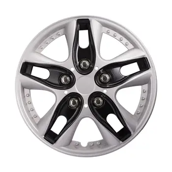 

13" inch Car Wheel Trim Hub Caps Cover Set of 4 Black-Silver ABS Plastic