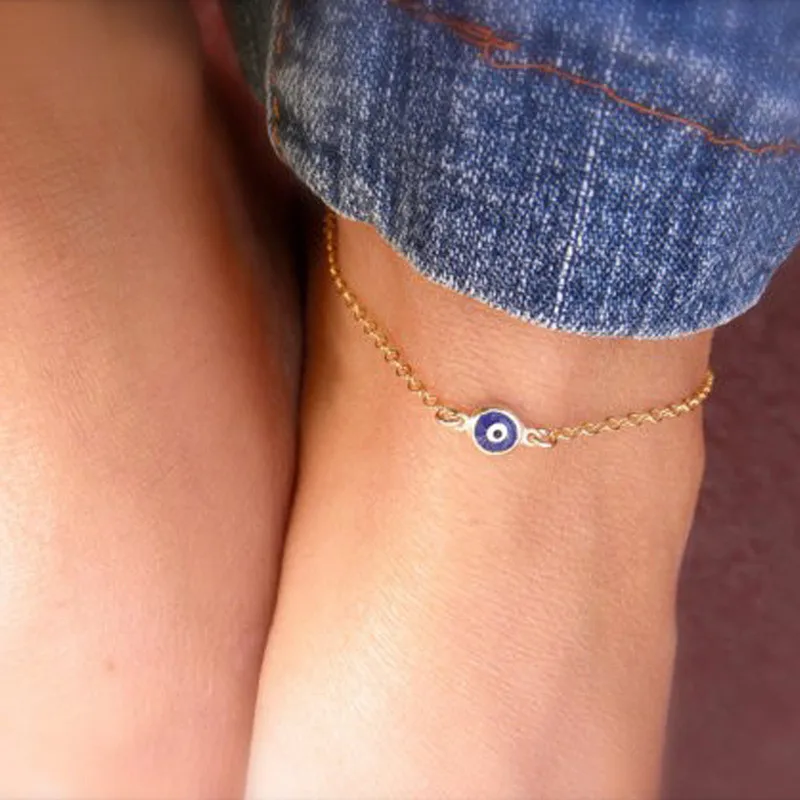 Trendy Gold Color Simple Chain Eye Anklets For Women Beach Foot Jewelry Leg Chain Ankle Bracelets Women Accessories ankle chains fashion accessories