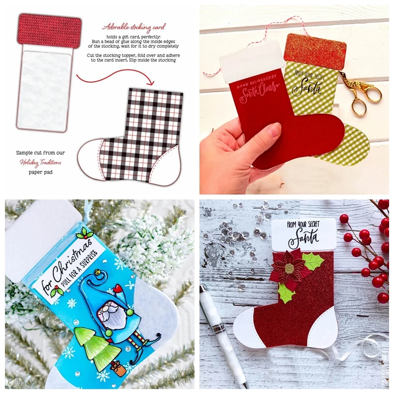 

Adorable Stocking Card Metal Cutting Dies new 2019 Xmas Sock Stocking Card Die Cuts For Card Making DIY die scrapbooking