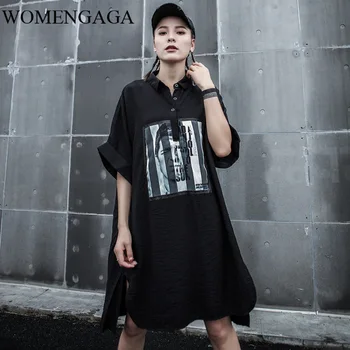 

Korea 2020 New Spring Lapel Mid-length Character Pattem Shirt Women Streetwear Loose Casual Pullover Shirt Tide Y141