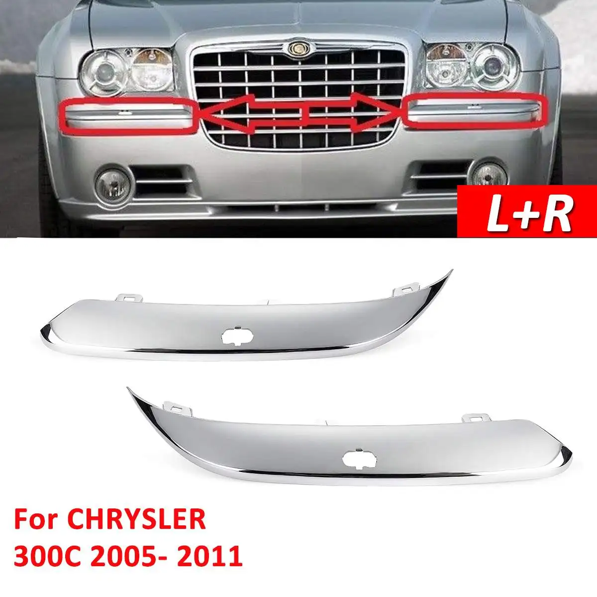 Передний бампер L + R хромированная отделка для CHRYSLER 300C 2005-11 накладка на передний