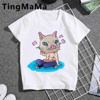 

Kawaii Kimetsu No Yaiba T Shirt Kids Summer Tops Japanese Anime Tshirt Funny Cartoon Demon Slayer Cute Graphic Children Clothes