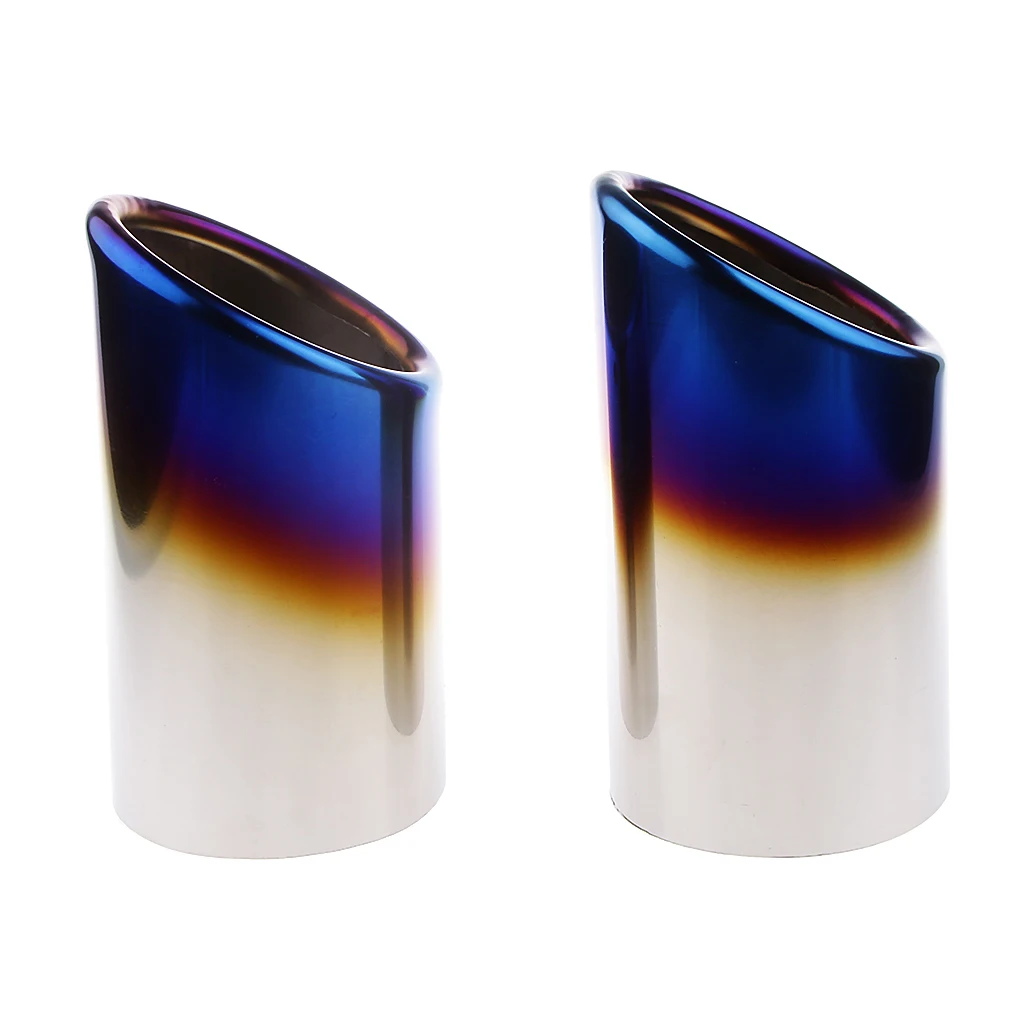 2 Pieces Stainless Steel Car Exhaust Muffler Tip Pipes Covers for Audi A4 A3 A5 A6 (Blue)