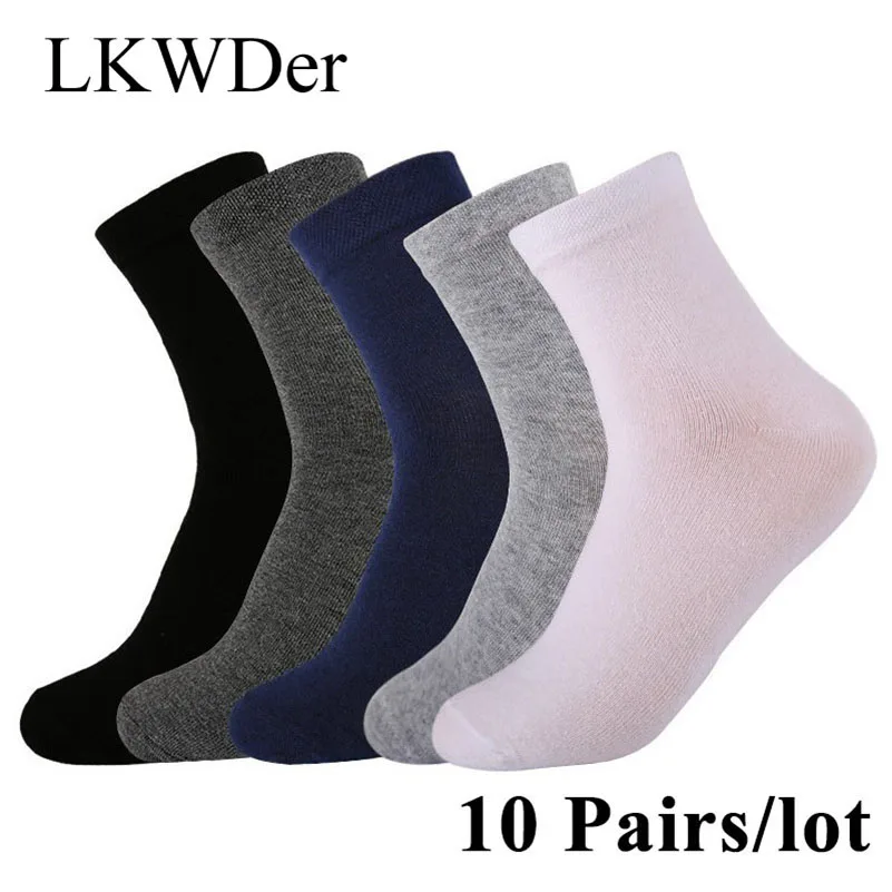 LKWDer, 10 пар/лот,, мужские хлопковые носки, стиль, черные, деловые мужские носки, дышащие, Осень-зима, для мужчин, Meias Calcetines