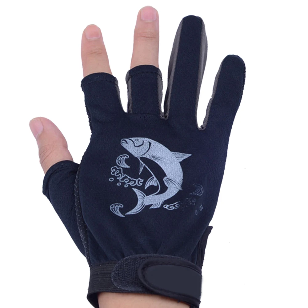 2 пары рыболовных перчаток, водонепроницаемые, 3 вырезанных пальца, противоскользящие перчатки, EDF88 - Цвет: black