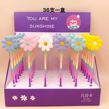 

36pcs/lot colorful mark pen highlighter sunflower 6 colors diary painting pen gel pen