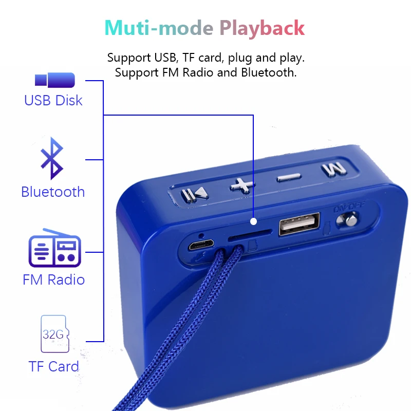 Портативный маленький bluetooth динамик, беспроводной мини громкий динамик, звуковая система, стерео музыка, объемный внешний динамик, поддержка FM, TF карта