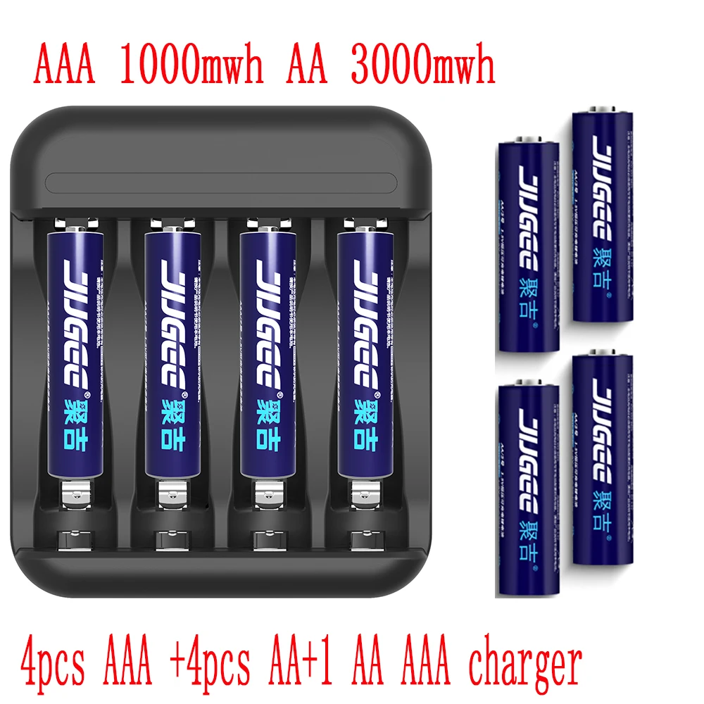 Новинка JUGEE 2000 мАч 1 5 в AA МВт/ч AAA usb перезаряжаемая литий полимерная батарея usb|battery