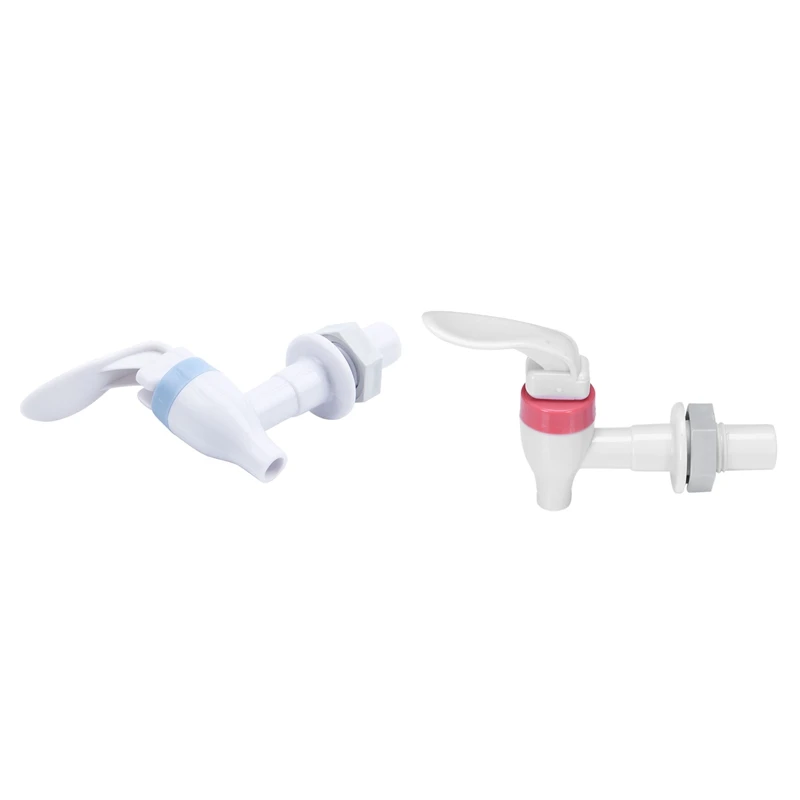 

2 Pcs Spare Push-Type Plastic Plastic Faucet Tap for Water Dispenser Blue & Pink