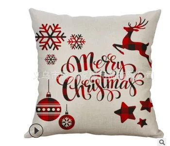 

1pc 40x40cm Christmas Pillow Case Linen Blend Cushion Covers Lattice Pillowcases for Home Living Room Cushion Decoration Sofa