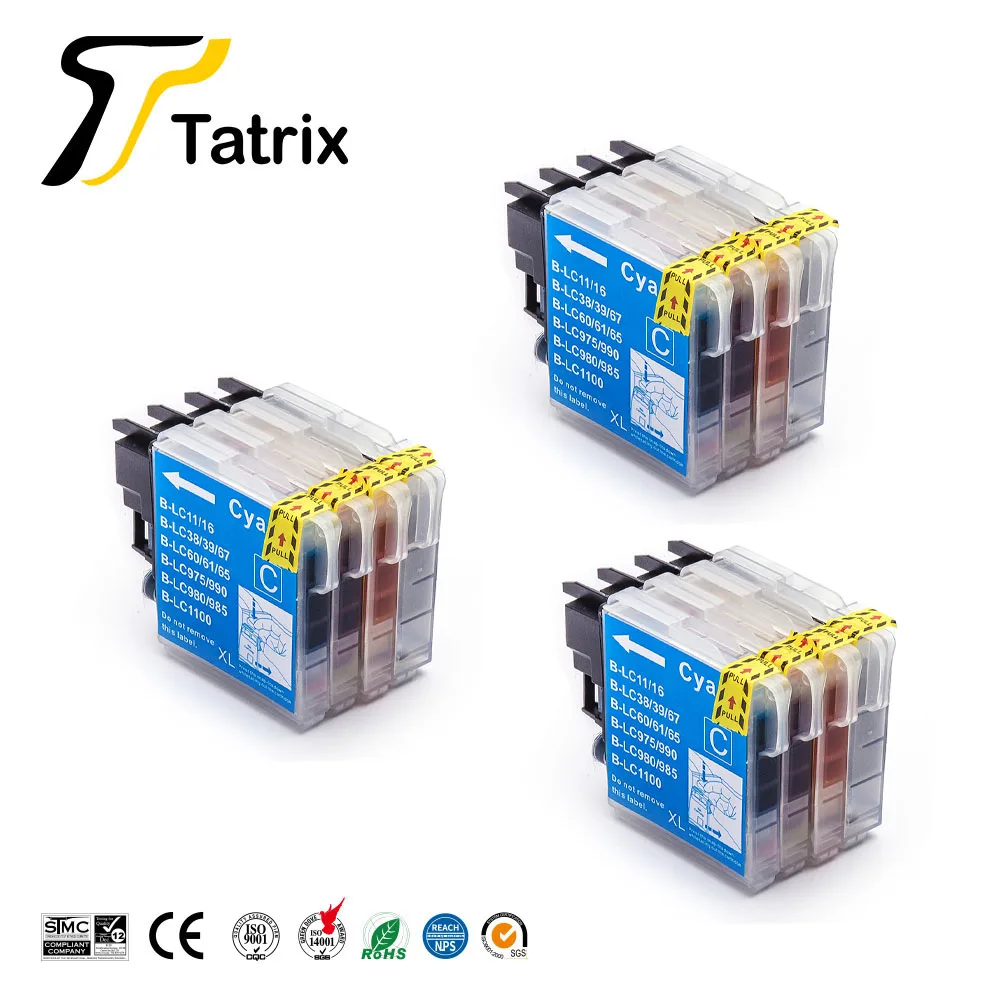 Совместимый чернильный картридж Tatrix LC11 LC16 LC38 LC39 LC60 LC61 LC65 LC67 LC975 LC980 LC985 LC990 LC1100 для