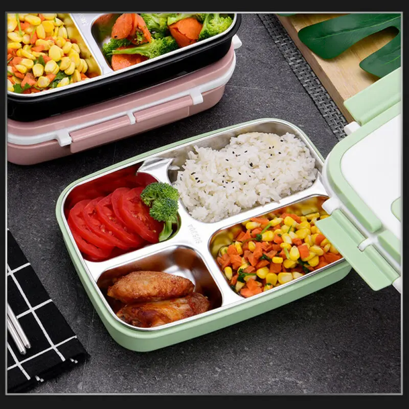 Bento Box студенческий Термоизолированный Ланч-бокс герметичный разделенный пищевой контейнер из нержавеющей стали