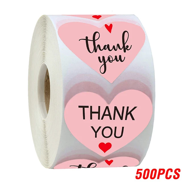 100-500pcs Thank You Sticker Envelope Seal Scrapbook Sticker Pink Heart Cute Round Sticker Stationery Label Stickers YH64-500pcs