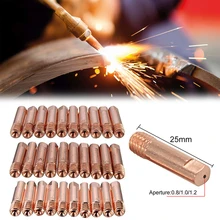 10pcs/Set MB-15AK M6*25mm Welding Torch Contact Tip Gas Nozzle 0.8/1.0/1.2mm Mig Welding Gun Accessories Torch Contact Tip