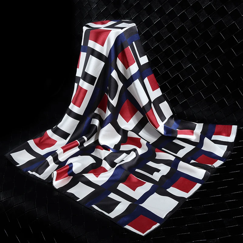 

70*70 cm Elegant Square Women Scarfs 2019 Printed Colors Silky Satin Scarves Women Hair Tie Neck Bag Luxury Scarf For Lady