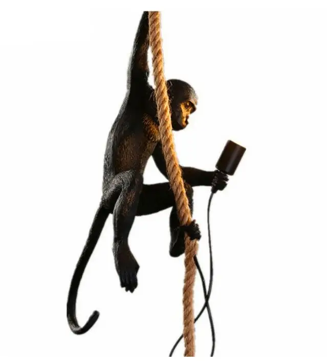 Preise Harz Schwarz Weiß Affe Lampe Anhänger Licht Für Wohnzimmer Lampen Kunst Parlor Studie Zimmer Led leuchten glanz Mit E27 led lampe