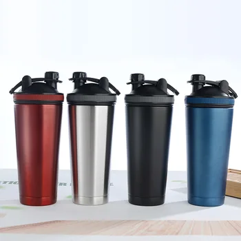 

750ML shake bottle 304 stainless steel shake cup fitness protein powder mixing shaker non-insulation cup protein shaker cups