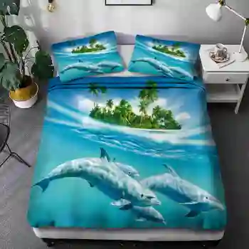 

Hot sale 3D Dolphins Sea whales Printing Bedding Sets King Queen full Twin Size 2/3pcs Pillowcase