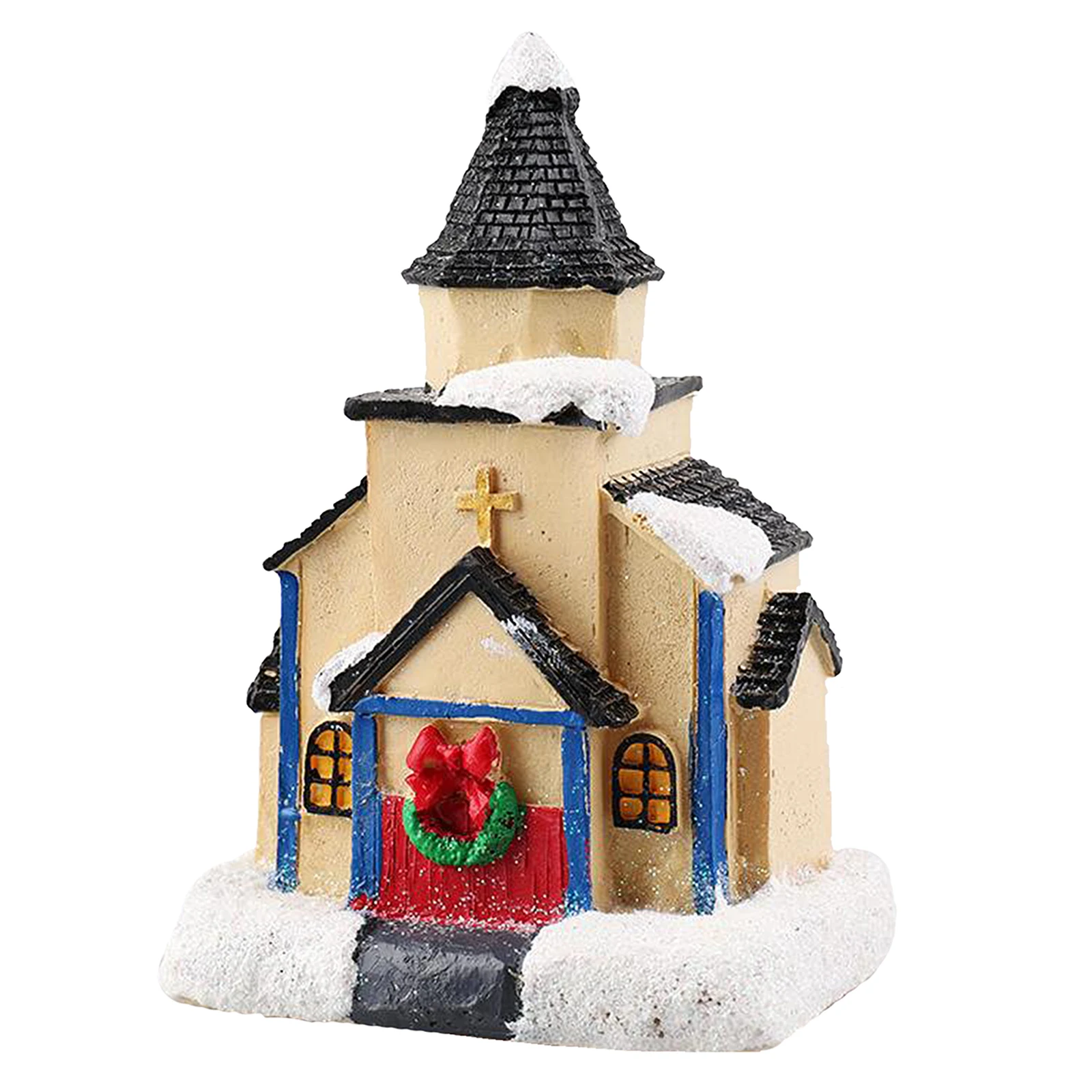 Resin Christmas Village House with Warm LED Light Holiday Gift Xmas Decoration House Tree Display Platform Rustic Snow Country Resin Christmas Village House with Warm LED Light Holiday Gift Xmas Decoration House Tree Display Platform Rustic Snow Country